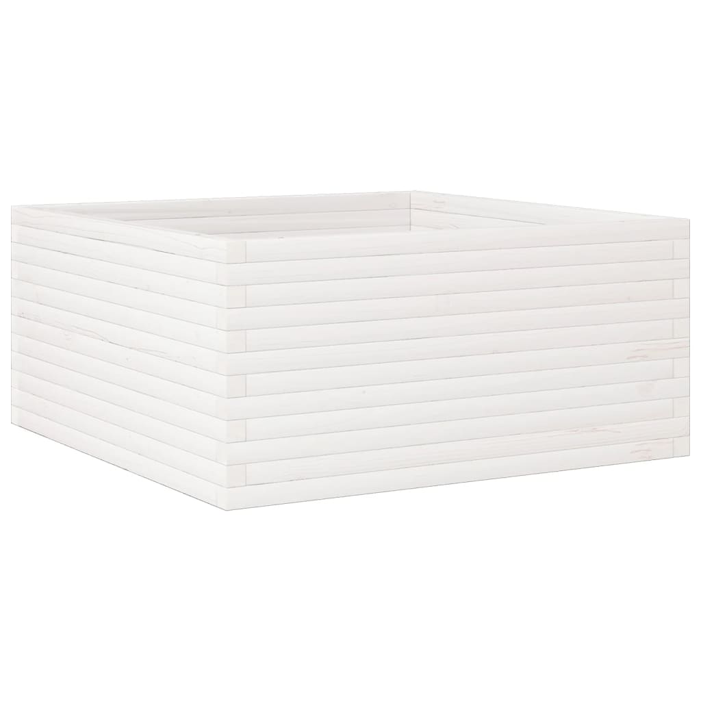 Plantekasse hvit 100x100x46 cm heltre furu
