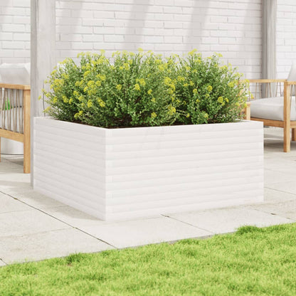 Plantekasse hvit 100x100x46 cm heltre furu