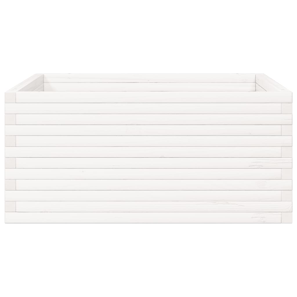 Plantekasse hvit 100x100x46 cm heltre furu