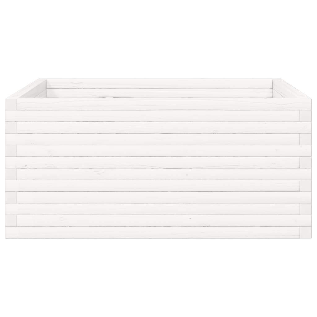 Plantekasse hvit 100x100x46 cm heltre furu