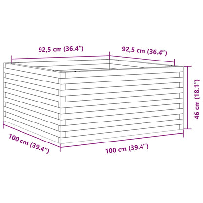 Plantekasse hvit 100x100x46 cm heltre furu