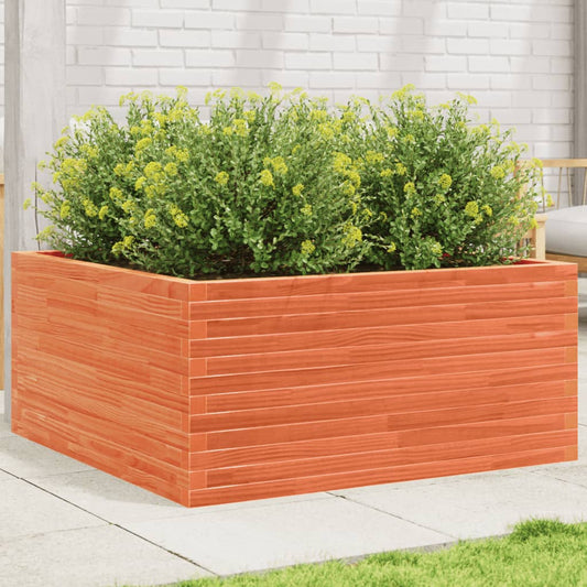 Utendørs Blomsterkasse Plantekasse Tre voksbrun 100x100x46 cm heltre furu