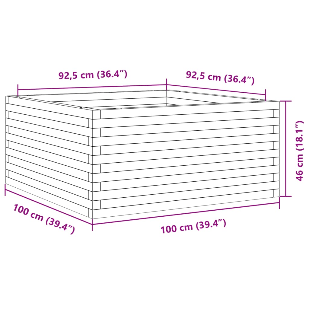 Utendørs Blomsterkasse Plantekasse Tre 100x100x46 cm heltre douglasgran
