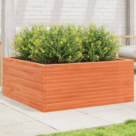 Utendørs Blomsterkasse Plantekasse Tre voksbrun 110x110x46 cm heltre furu
