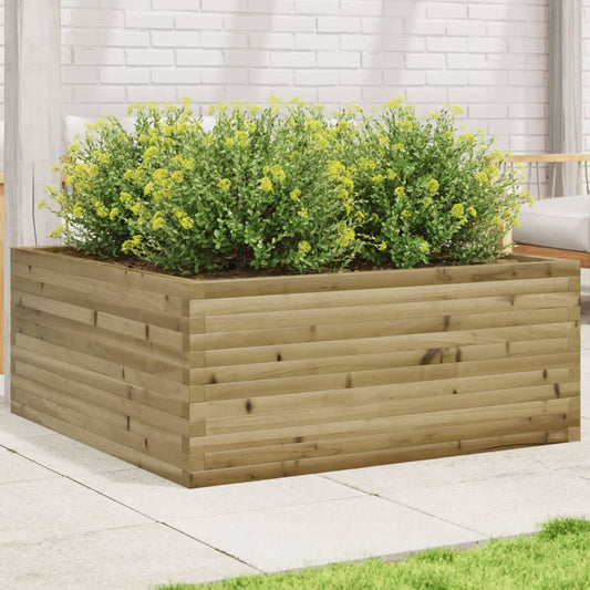 Utendørs Blomsterkasse Plantekasse Tre 110x110x46 cm impregnert furu