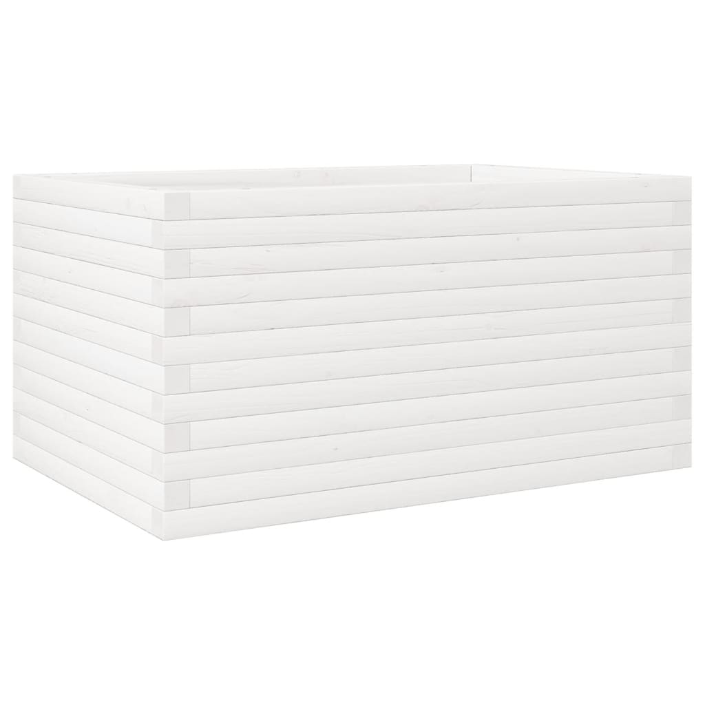Utendørs Blomsterkasse Plantekasse Tre Hvit 90x60x46 cm heltre furu