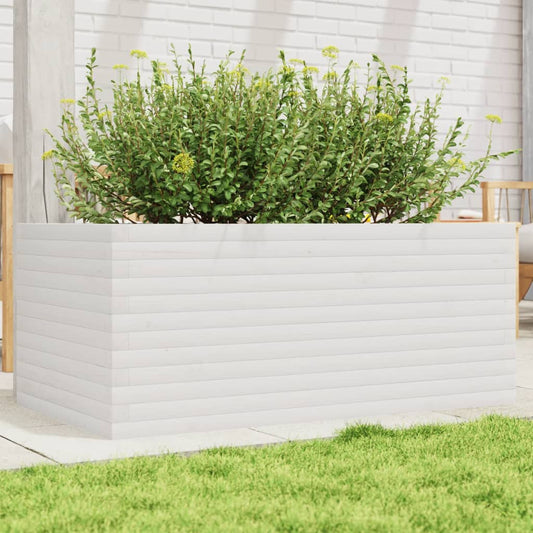 Utendørs Blomsterkasse Plantekasse Tre Hvit 110x60x46 cm heltre furu