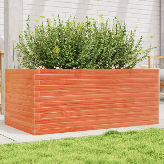 Utendørs Blomsterkasse Plantekasse Tre voksbrun 110x60x46 cm heltre furu