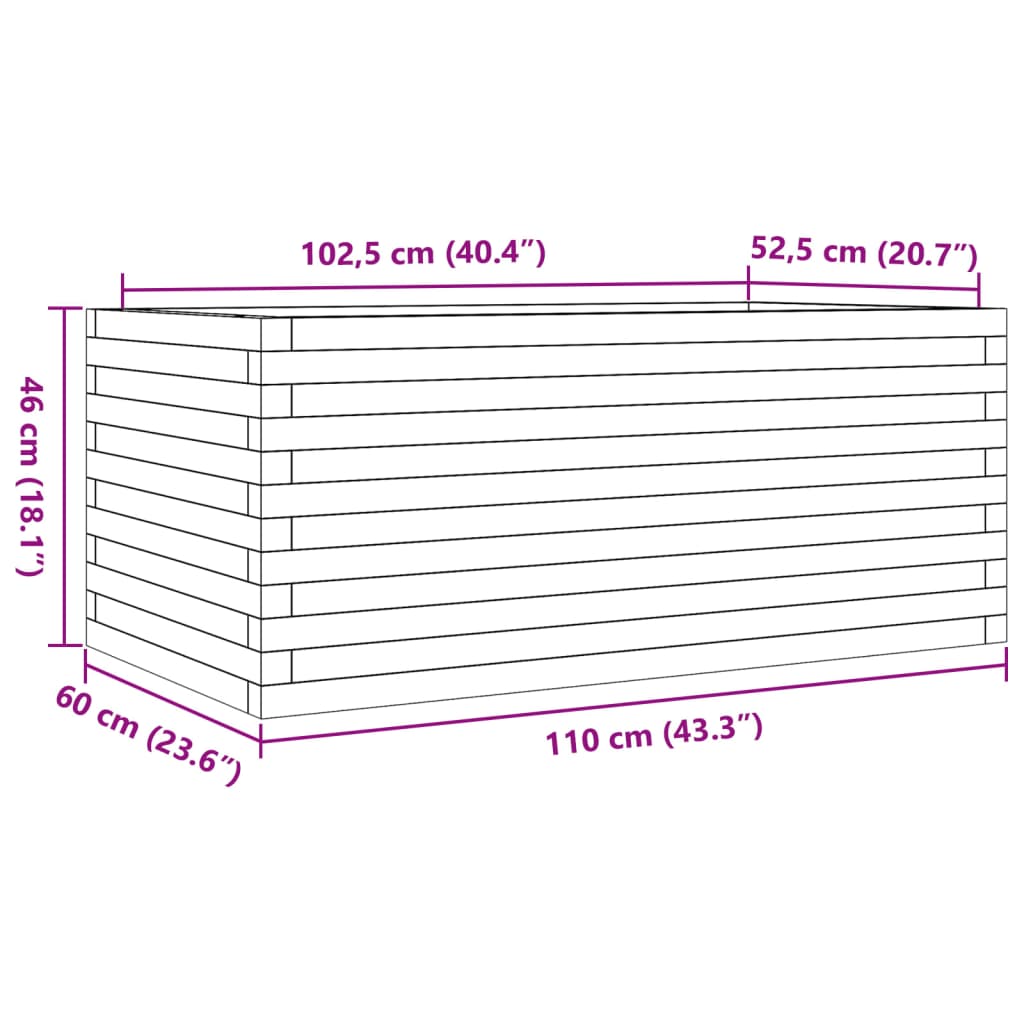 Utendørs Blomsterkasse Plantekasse Tre 110x60x46 cm heltre douglasgran