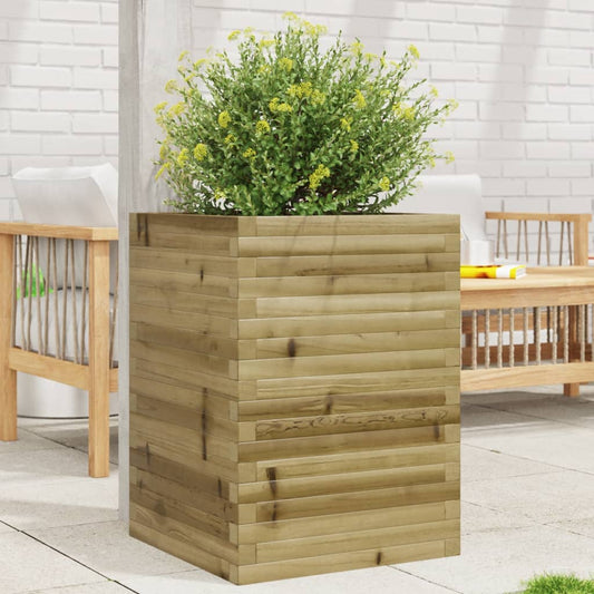 Utendørs Blomsterkasse Plantekasse Tre 50x50x68,5 cm impregnert furu