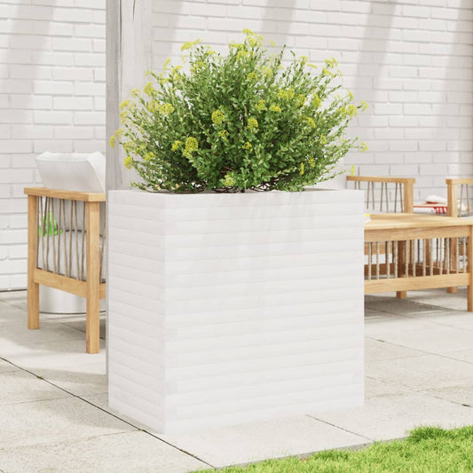 Utendørs Blomsterkasse Plantekasse Tre Hvit 70x40x68,5 cm heltre furu