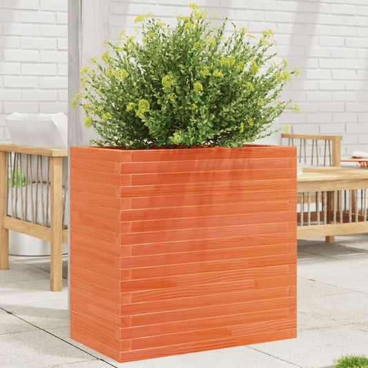 Utendørs Blomsterkasse Plantekasse Tre voksbrun 70x40x68,5 cm heltre furu