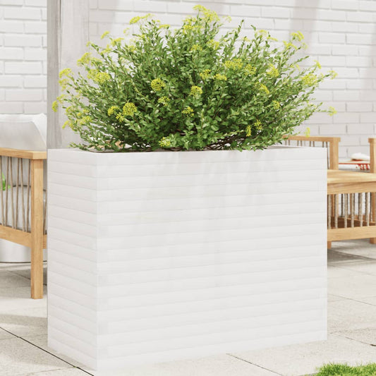 Utendørs Blomsterkasse Plantekasse Tre Hvit 90x40x68,5 cm heltre furu