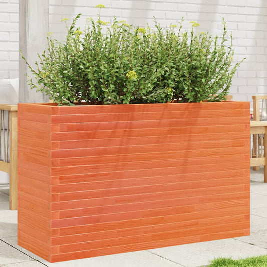 Utendørs Blomsterkasse Plantekasse Tre voksbrun 110x40x68,5 cm heltre furu