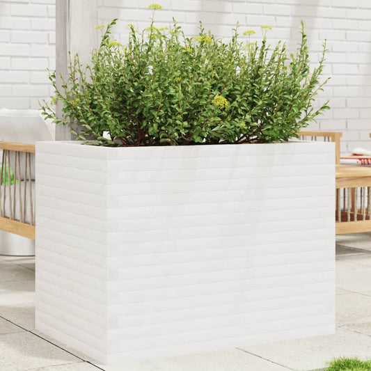 Utendørs Blomsterkasse Plantekasse Tre Hvit 90x60x68,5 cm heltre furu
