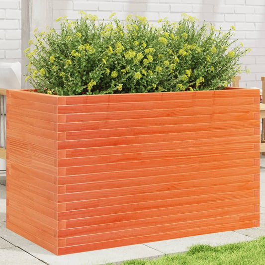 Utendørs Blomsterkasse Plantekasse Tre voksbrun 110x60x68,5 cm heltre furu