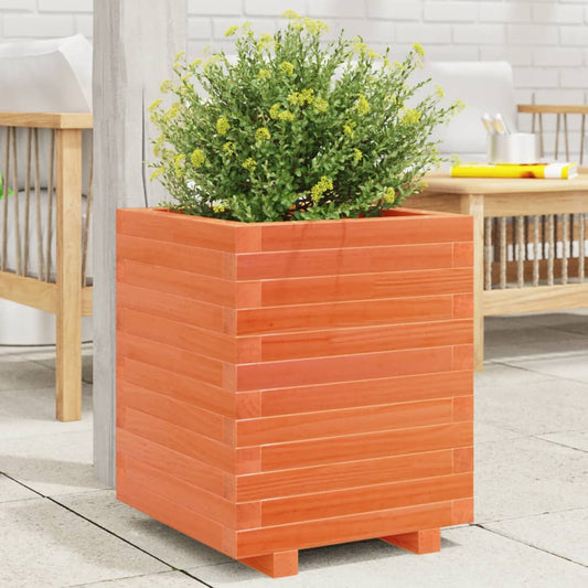 Utendørs Blomsterkasse Plantekasse Tre voksbrun 40x40x49,5 cm heltre furu