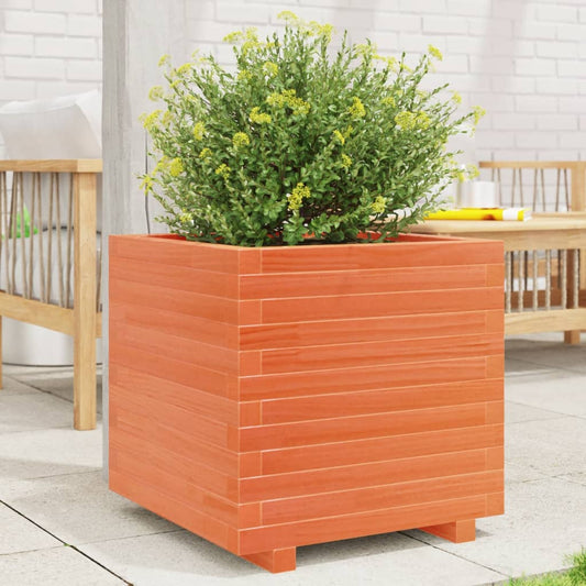 Utendørs Blomsterkasse Plantekasse Tre voksbrun 50x50x49,5 cm heltre furu