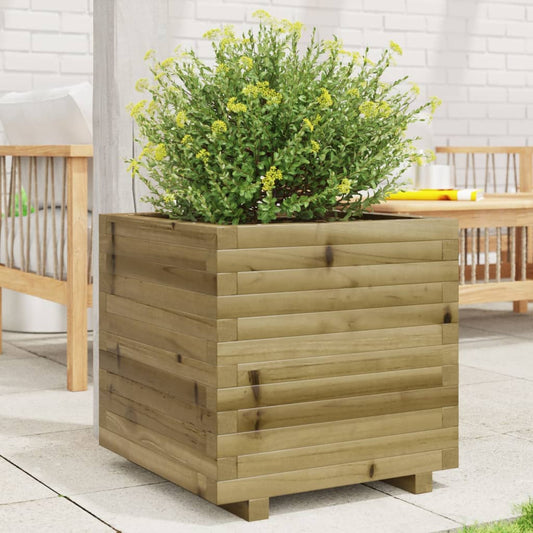 Utendørs Blomsterkasse Plantekasse Tre 50x50x49,5 cm impregnert furu