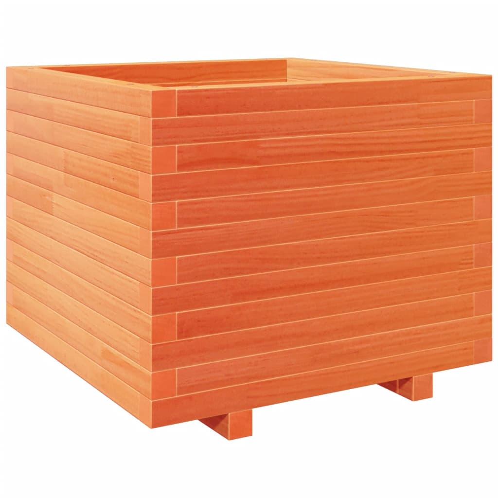 Utendørs Blomsterkasse Plantekasse Tre voksbrun 60x60x49,5 cm heltre furu