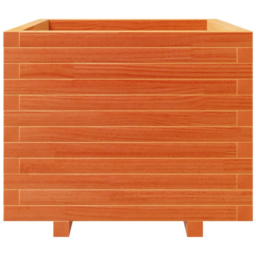 Utendørs Blomsterkasse Plantekasse Tre voksbrun 60x60x49,5 cm heltre furu