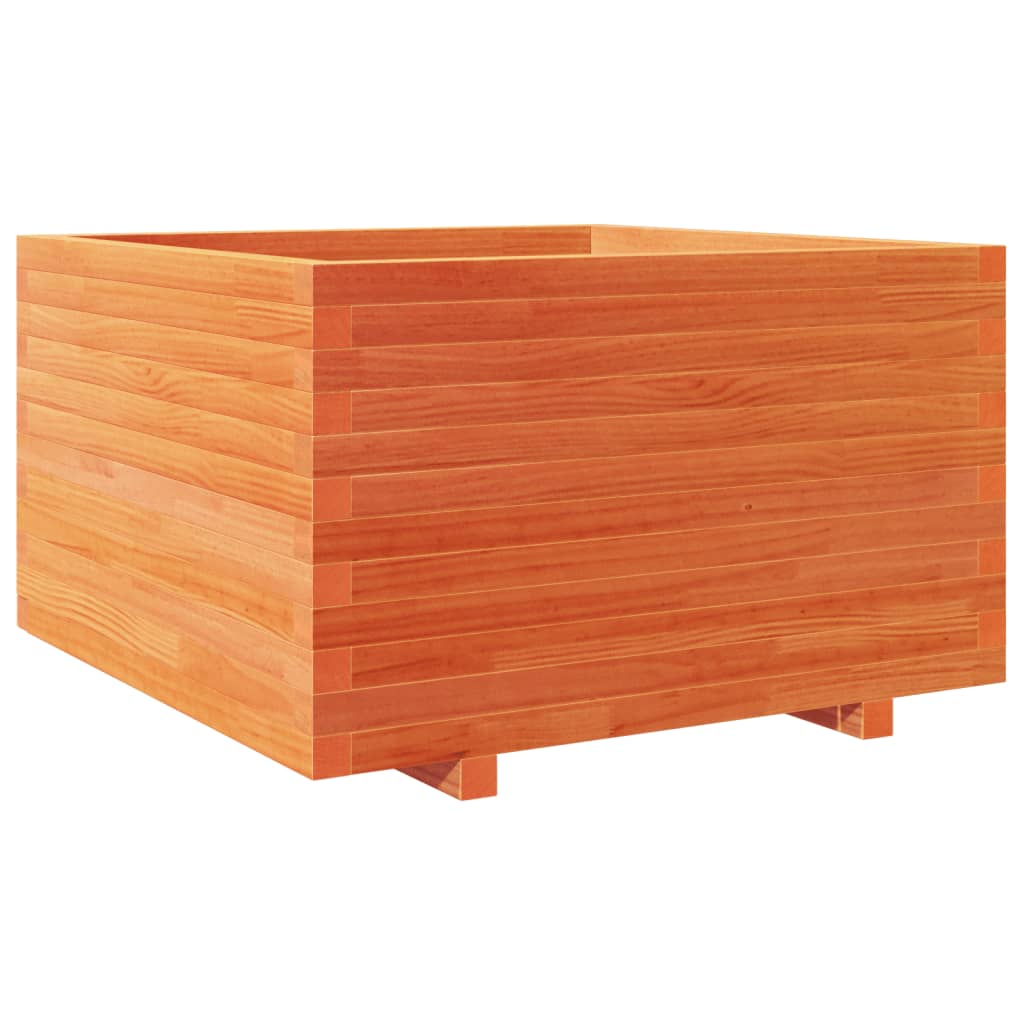 Utendørs Blomsterkasse Plantekasse Tre voksbrun 80x80x49,5 cm heltre furu