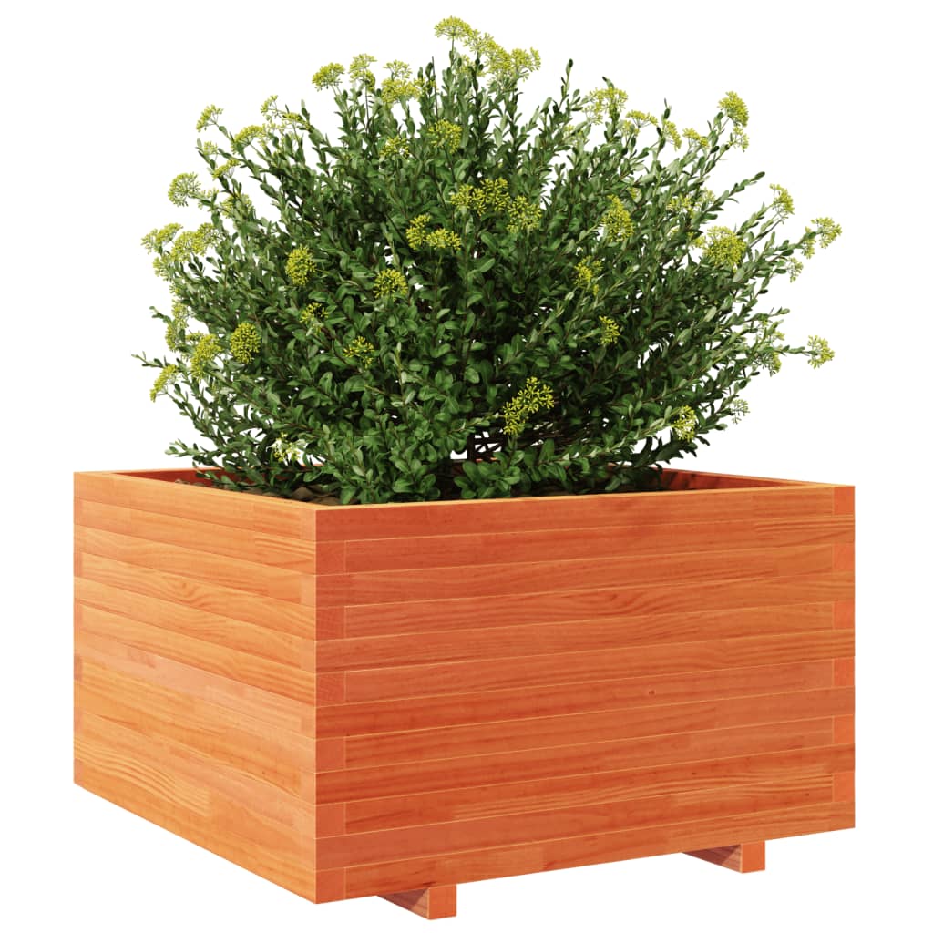 Utendørs Blomsterkasse Plantekasse Tre voksbrun 80x80x49,5 cm heltre furu