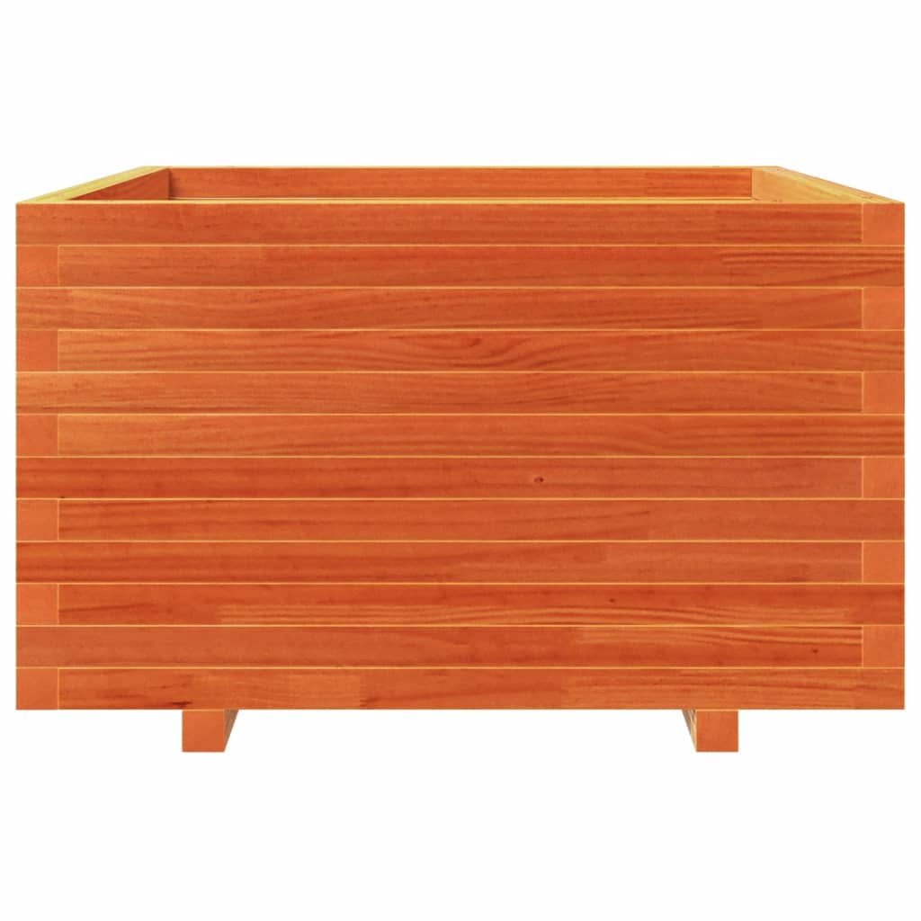 Utendørs Blomsterkasse Plantekasse Tre voksbrun 80x80x49,5 cm heltre furu