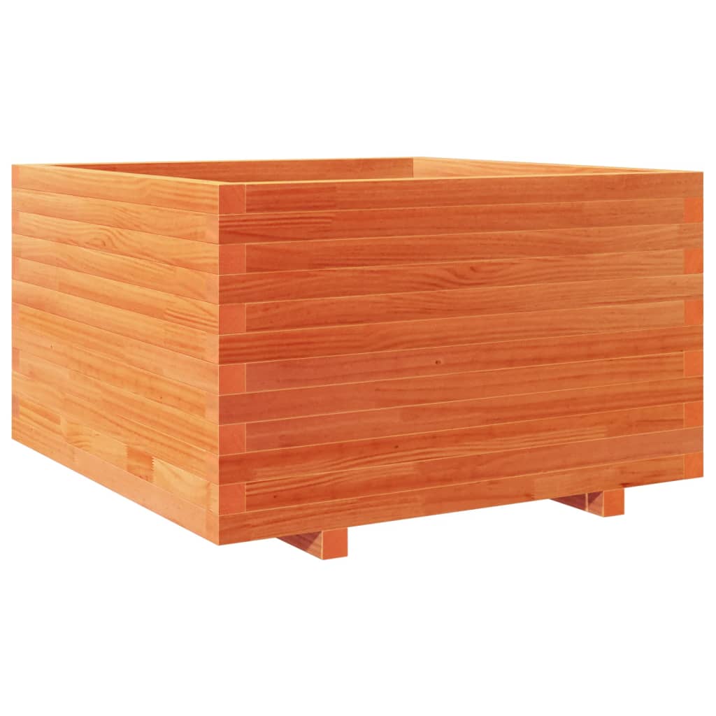 Utendørs Blomsterkasse Plantekasse Tre voksbrun 80x80x49,5 cm heltre furu