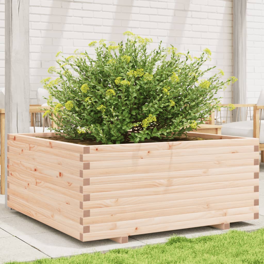 Utendørs Blomsterkasse Plantekasse Tre 110x110x49,5 cm heltre furu