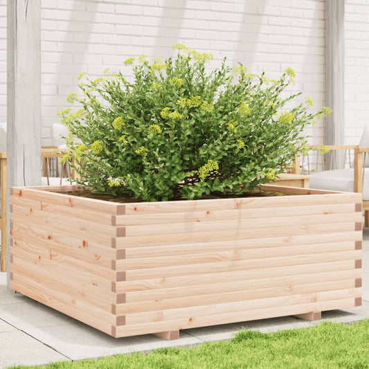 Utendørs Blomsterkasse Plantekasse Tre 110x110x49,5 cm heltre furu