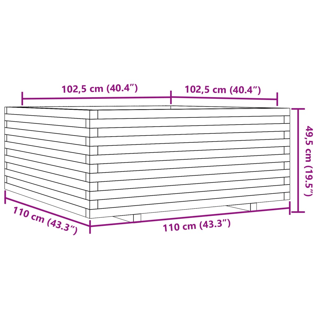 Utendørs Blomsterkasse Plantekasse Tre 110x110x49,5 cm heltre douglasgran