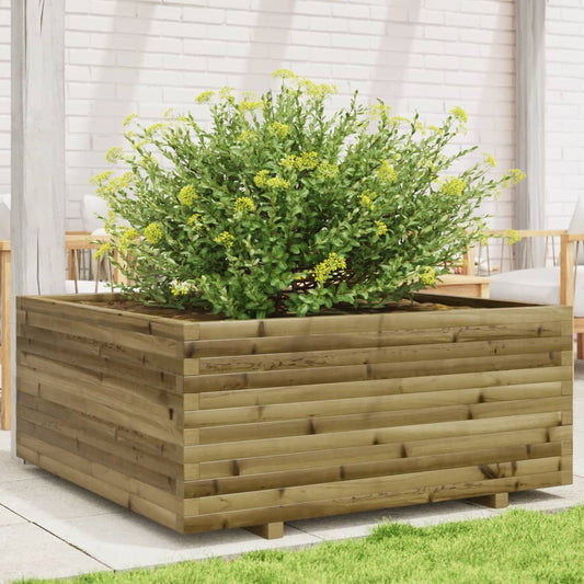 Utendørs Blomsterkasse Plantekasse Tre 110x110x49,5 cm impregnert furu