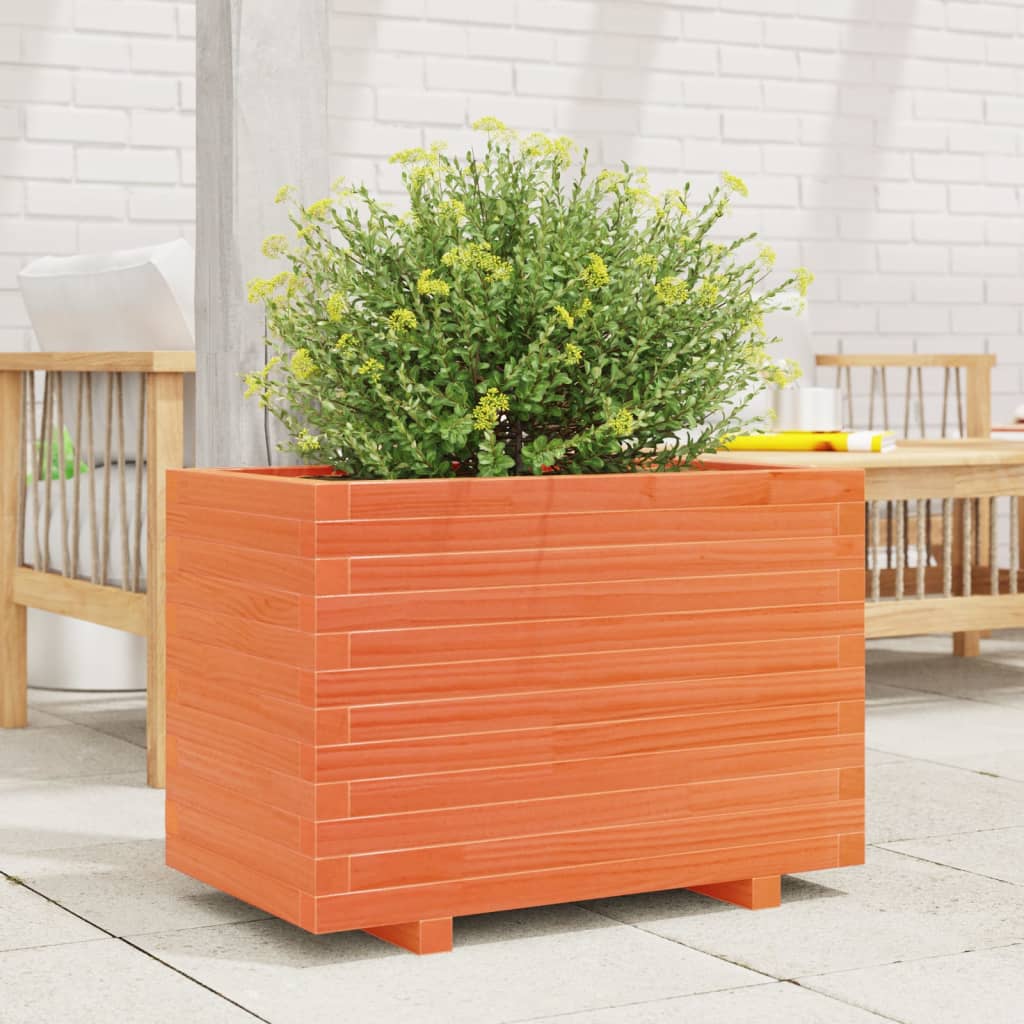 Utendørs Blomsterkasse Plantekasse Tre voksbrun 70x40x49,5 cm heltre furu
