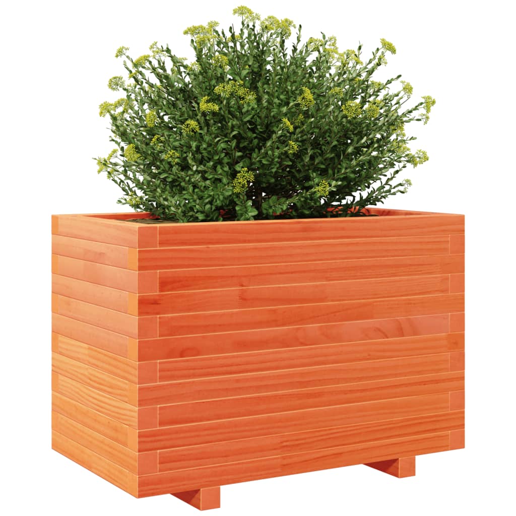 Utendørs Blomsterkasse Plantekasse Tre voksbrun 70x40x49,5 cm heltre furu