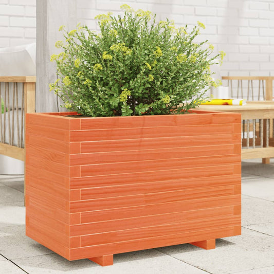 Utendørs Blomsterkasse Plantekasse Tre voksbrun 70x40x49,5 cm heltre furu