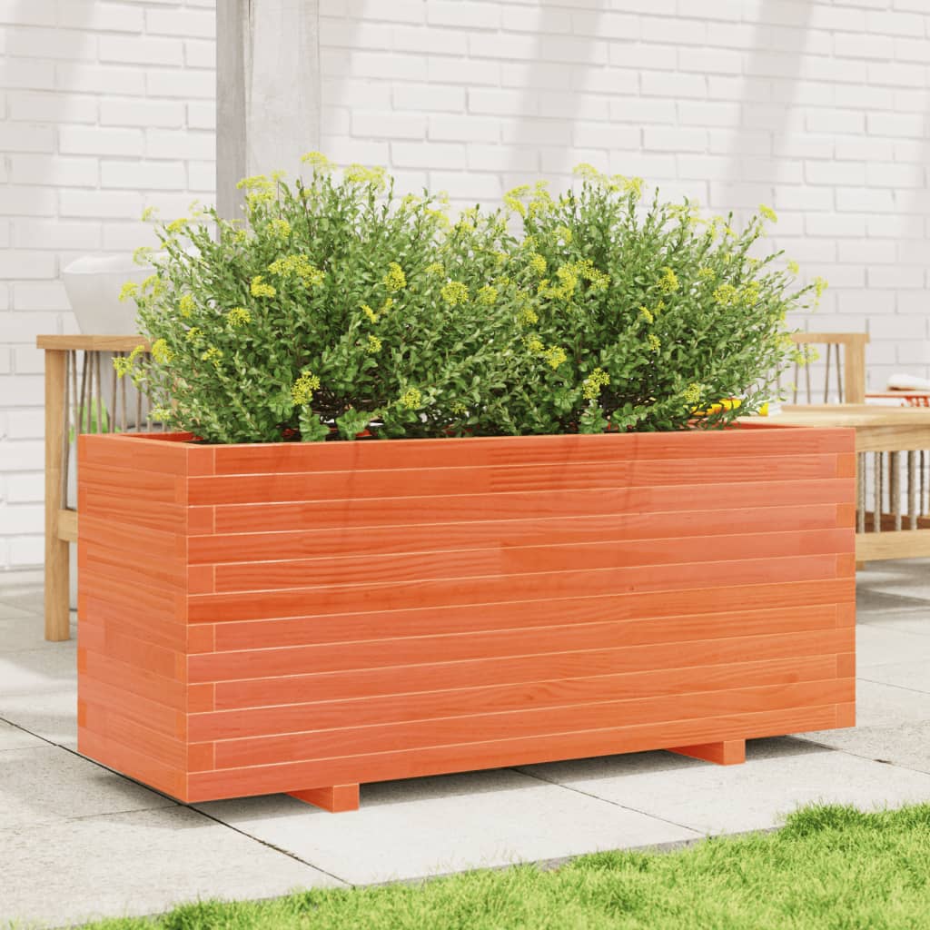 Utendørs Blomsterkasse Plantekasse Tre voksbrun 110x40x49,5 cm heltre furu