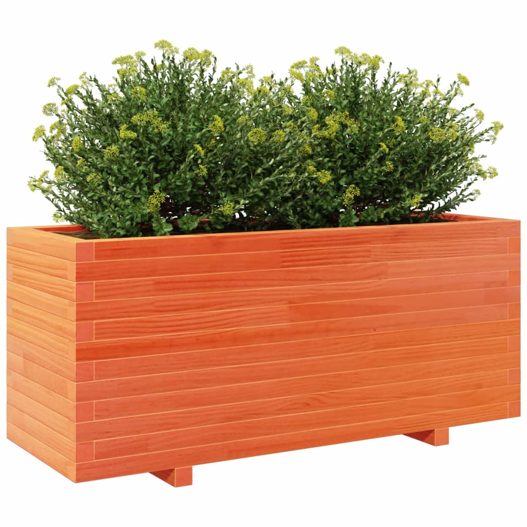 Utendørs Blomsterkasse Plantekasse Tre voksbrun 110x40x49,5 cm heltre furu