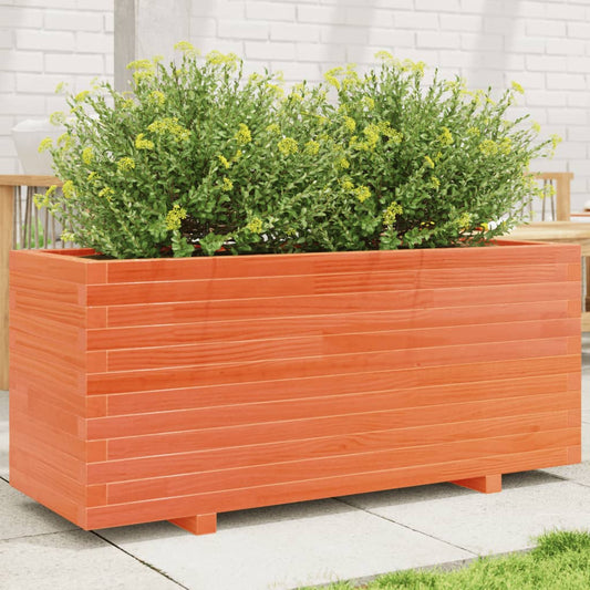 Utendørs Blomsterkasse Plantekasse Tre voksbrun 110x40x49,5 cm heltre furu