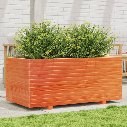 Utendørs Blomsterkasse Plantekasse Tre voksbrun 110x60x49,5 cm heltre furu