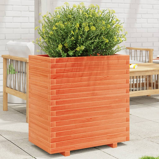 Utendørs Blomsterkasse Plantekasse Tre voksbrun 70x40x72,5 cm heltre furu