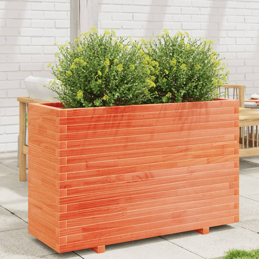 Utendørs Blomsterkasse Plantekasse Tre voksbrun 110x40x72,5 cm heltre furu