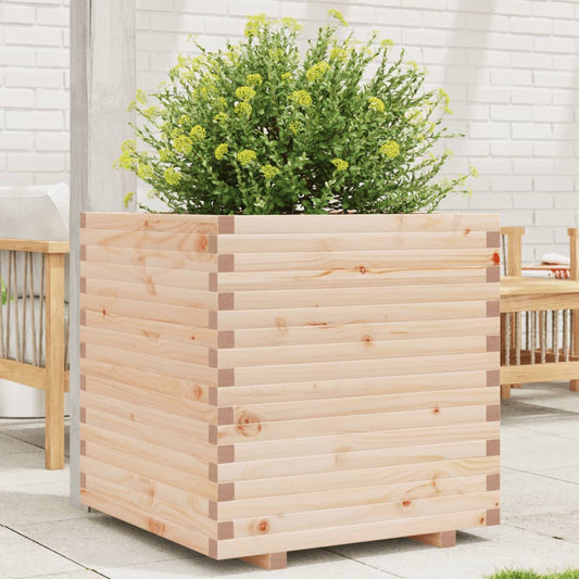 Utendørs Blomsterkasse Plantekasse Tre 70x70x72 cm heltre furu