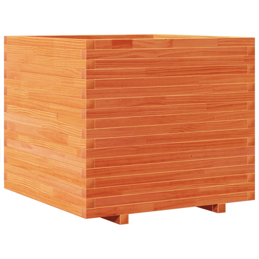 Utendørs Blomsterkasse Plantekasse Tre voksbrun 80x80x72 cm heltre furu