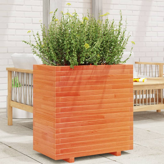 Utendørs Blomsterkasse Plantekasse Tre voksbrun 70x40x72 cm heltre furu