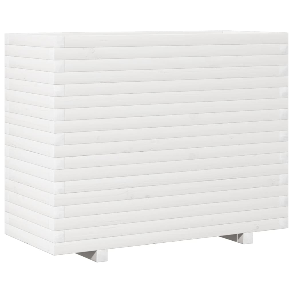 Utendørs Blomsterkasse Plantekasse Tre Hvit 90x40x72 cm heltre furu