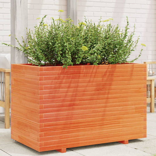 Utendørs Blomsterkasse Plantekasse Tre voksbrun 110x60x72 cm heltre furu