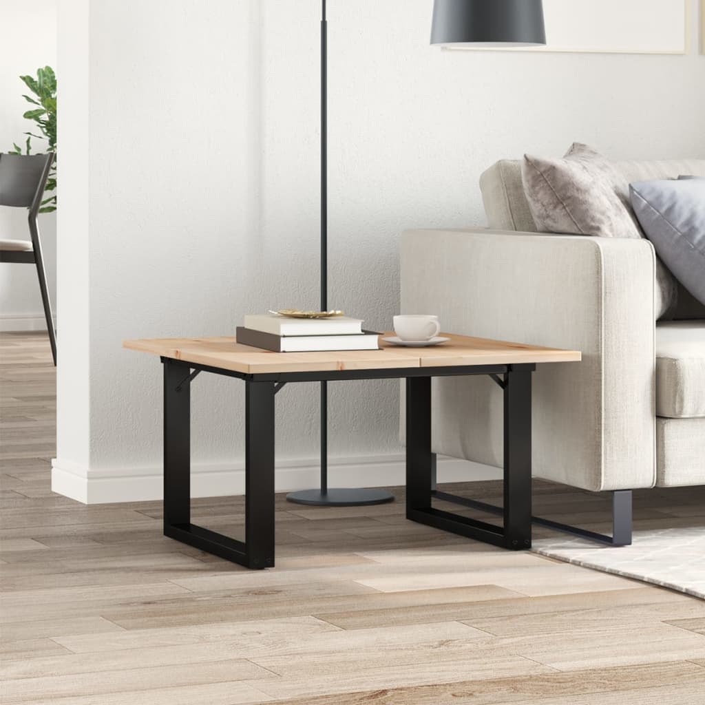 Salongbord Sofabord Tre heltre furu O-ramme 60x60x40 cm og støpejern