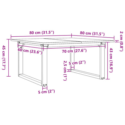 Salongbord Sofabord DIV. O-ramme 80x80x45 cm heltre furu og støpejern