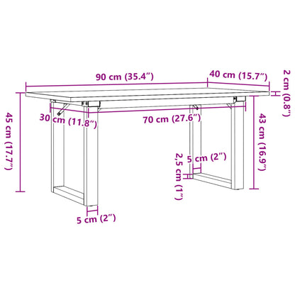Salongbord Sofabord DIV. O-ramme 90x40x45 cm heltre furu og støpejern